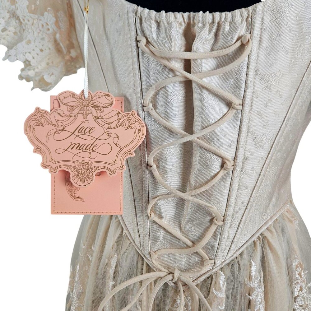 Lacemade Womens Elegant Large Corset Dress Stunning Lace Pearl Embellishments - Picture 16 of 16
